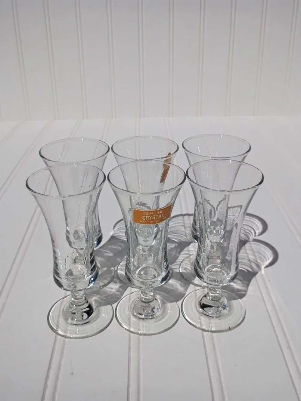 Vintage Genuine Crystal Cordial Glasses Made in England Footed Shot Glass Set